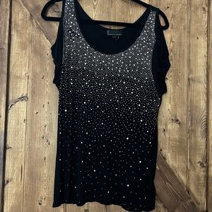 Black and Rhinestones Blouse Size L